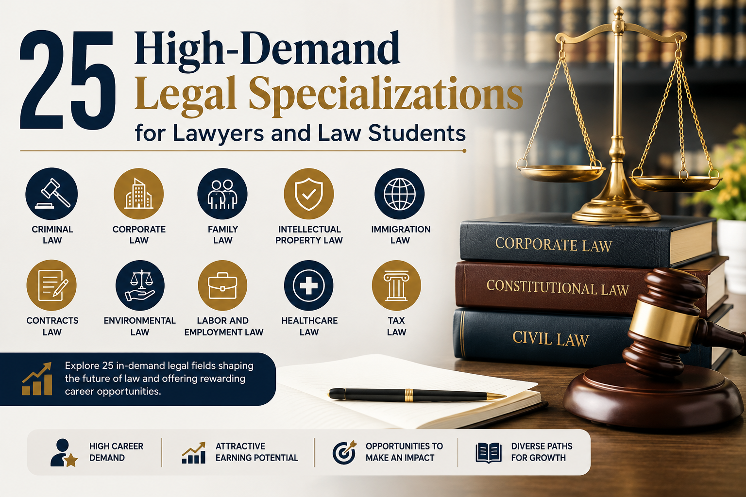 25  High-Demand Legal Specializations for Lawyers and Law Students